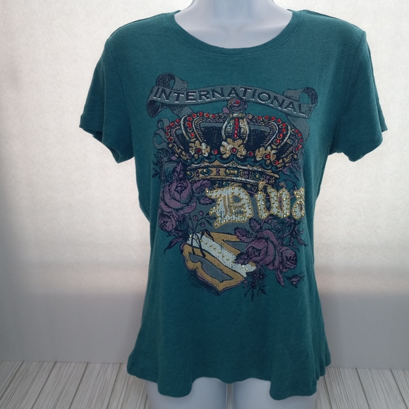 International Diva Rhinestone Y2K Graphic Tee - Picture 1 of 10